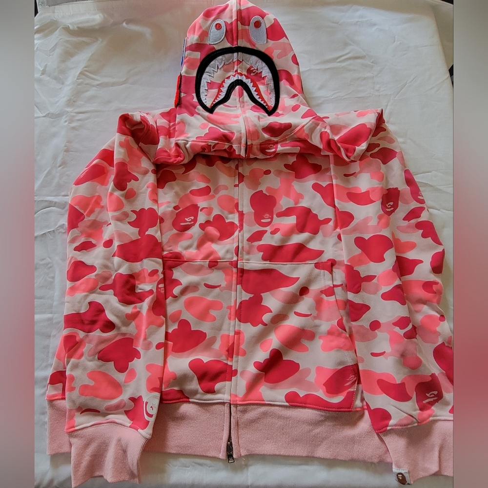 BAPE ABC Camo Shark Full Zip Hoodie Pink